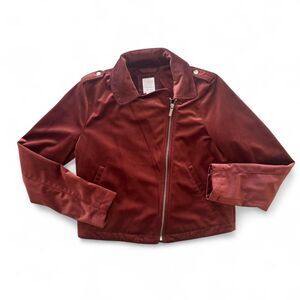 Lauren Conrad velvet cropped moto jacket